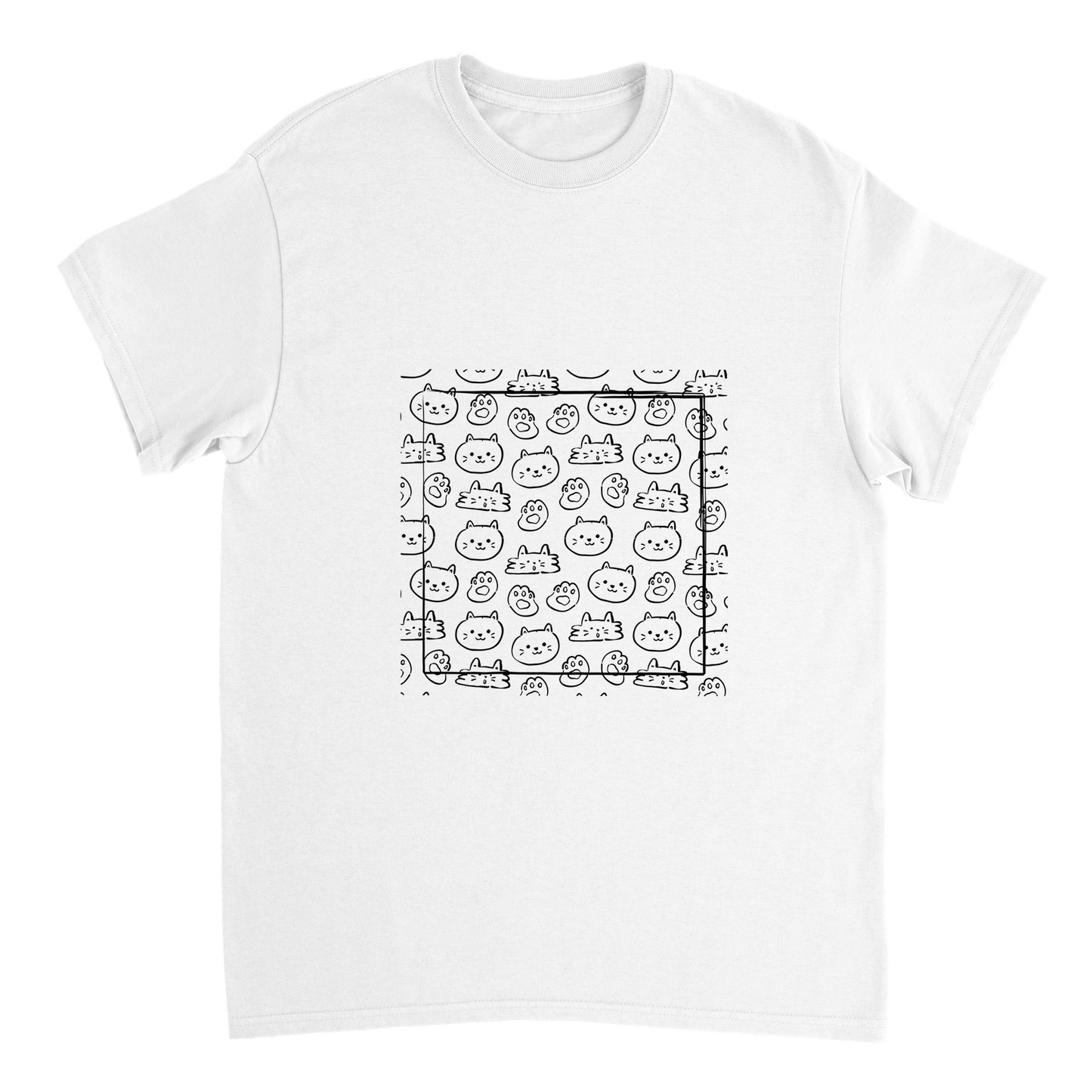 Heavyweight Unisex Crewneck T-shirt | Cat Family | Cat Scribbles