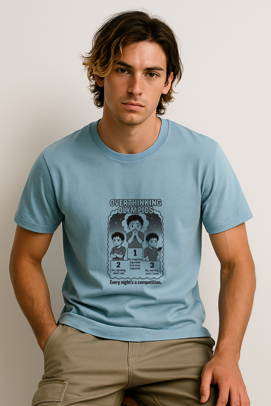 Manga | Mens Classic Crewneck T-shirt | Te veel nadenken