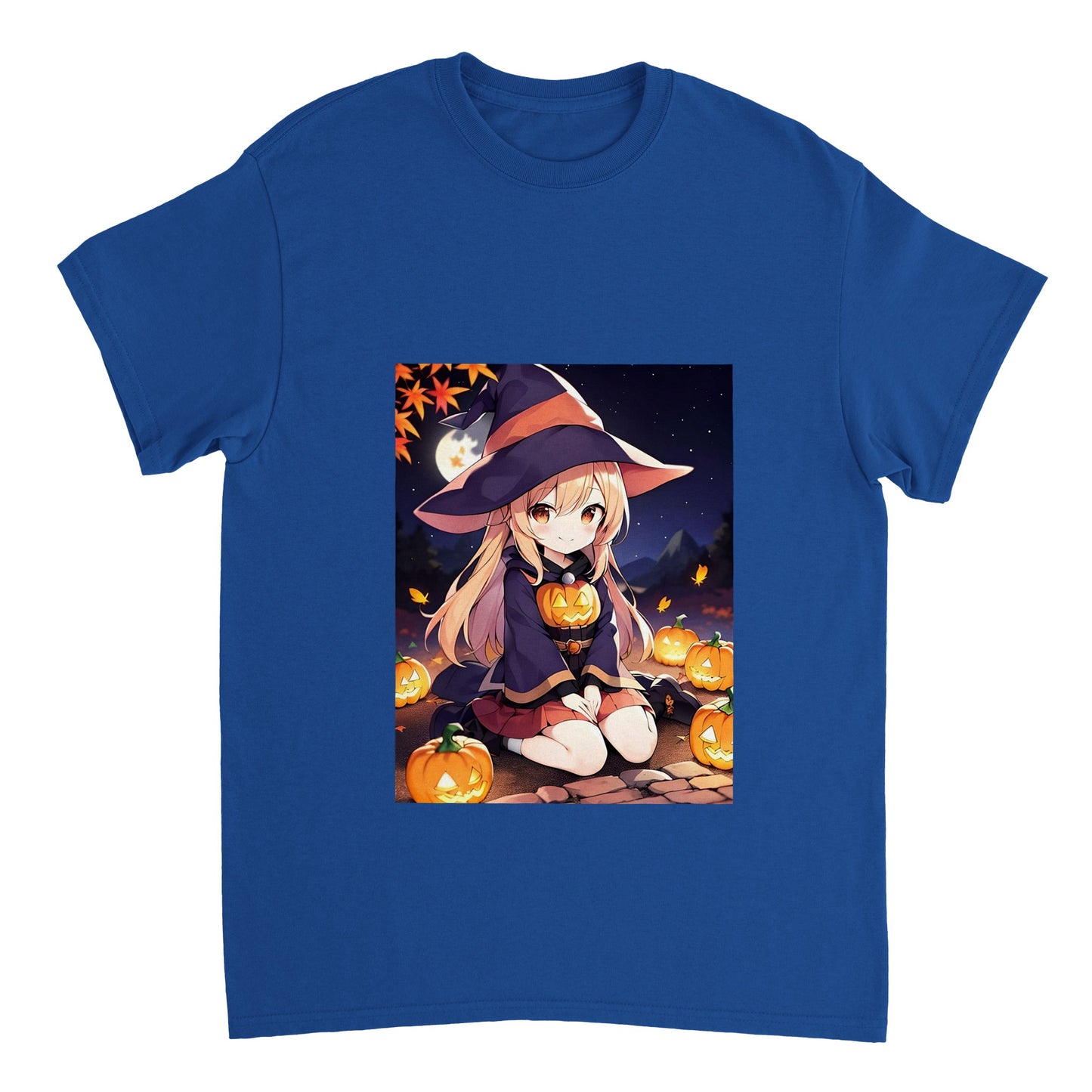 Halloween | Heavyweight Unisex Crewneck T-shirt | Pumpkin Witch | Manga | Chibi