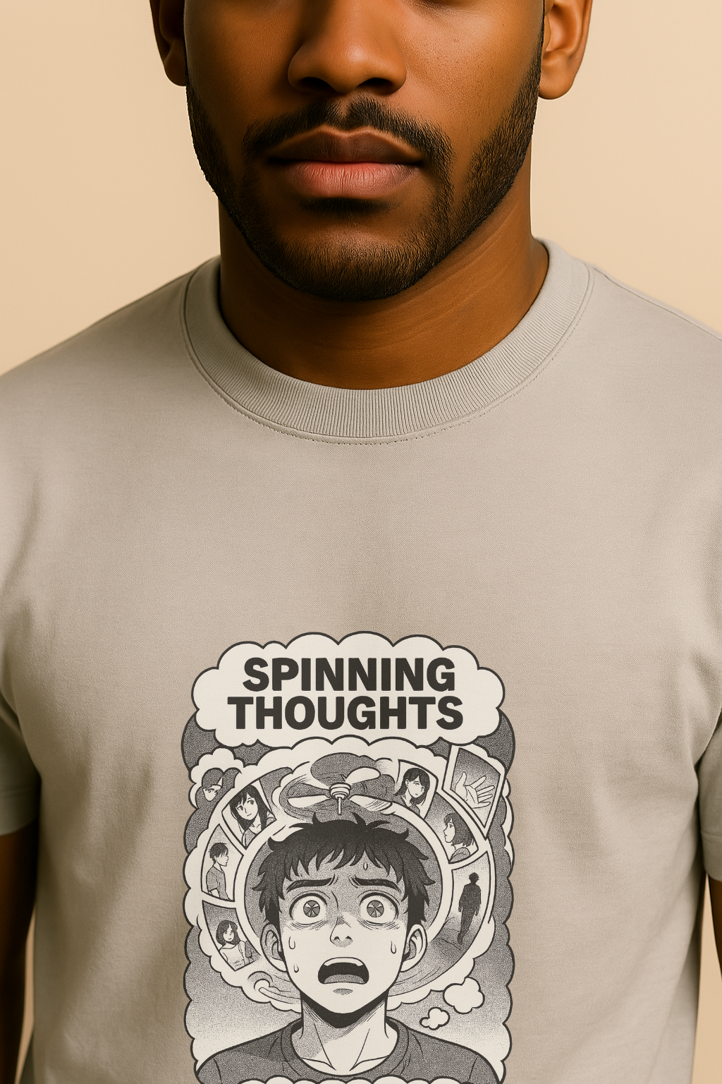 Manga | Mens Classic Crewneck T-shirt | Gedachten