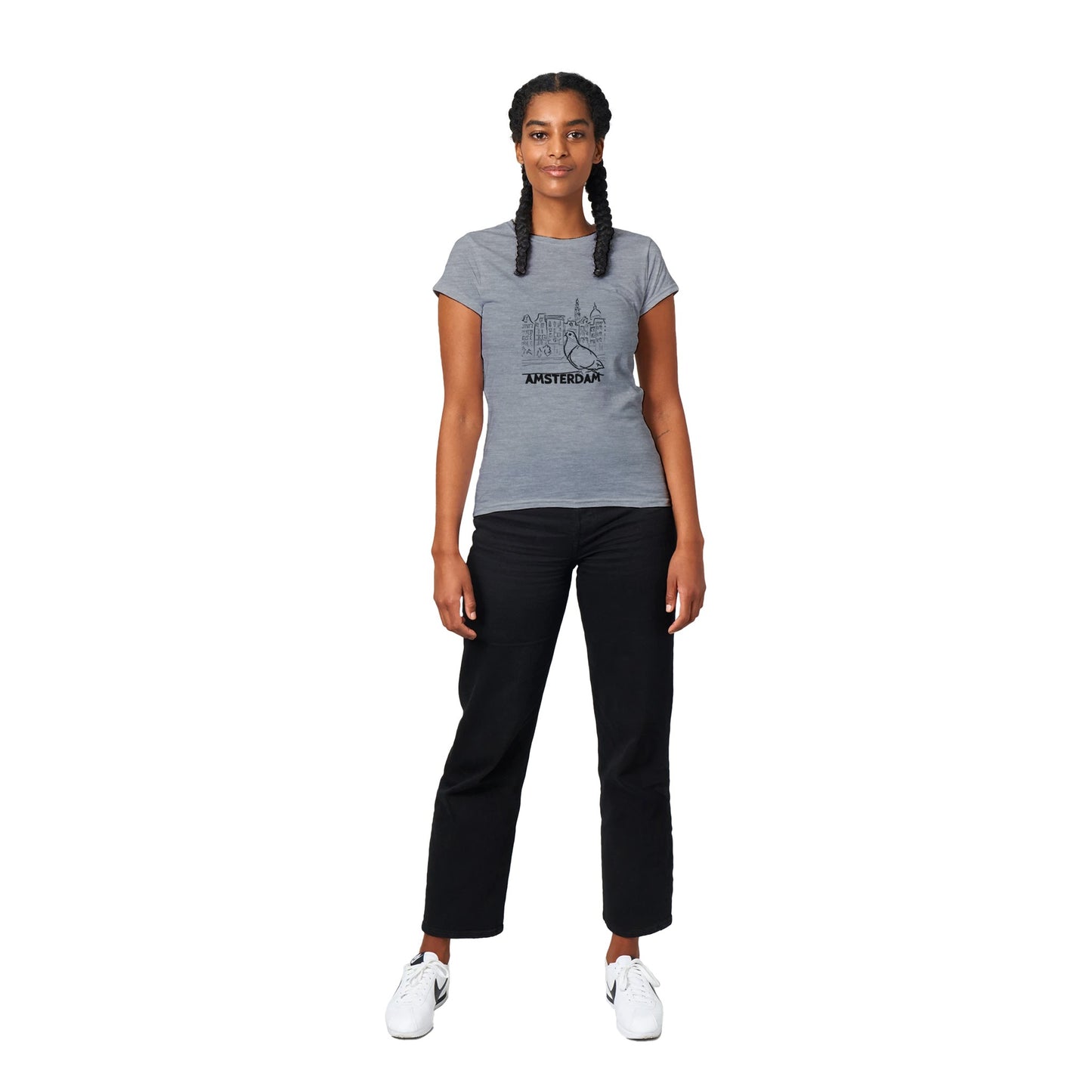Amsterdam T-Shirt | Classic Womens Crewneck T-shirt | Pigeon Sketch | City Print