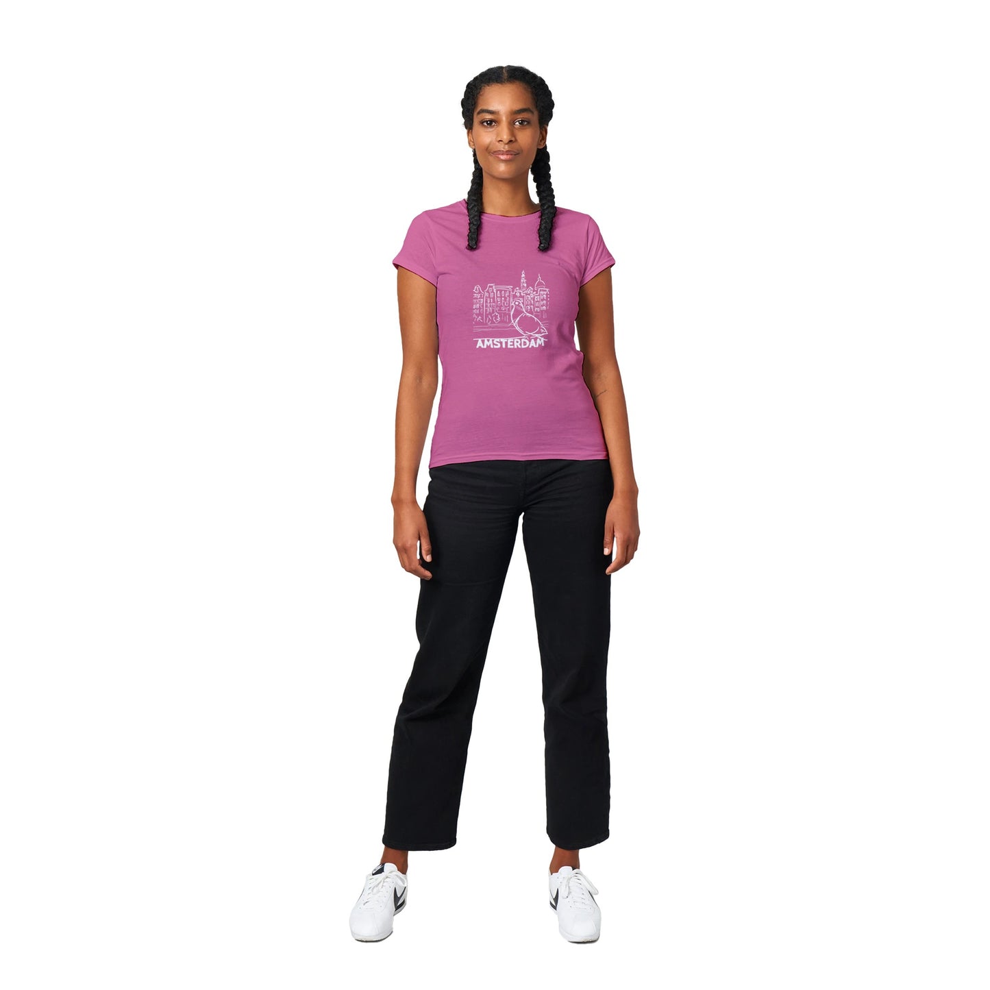 Amsterdam T-Shirt | Classic Womens Crewneck T-shirt | Pigeon Sketch | City Print