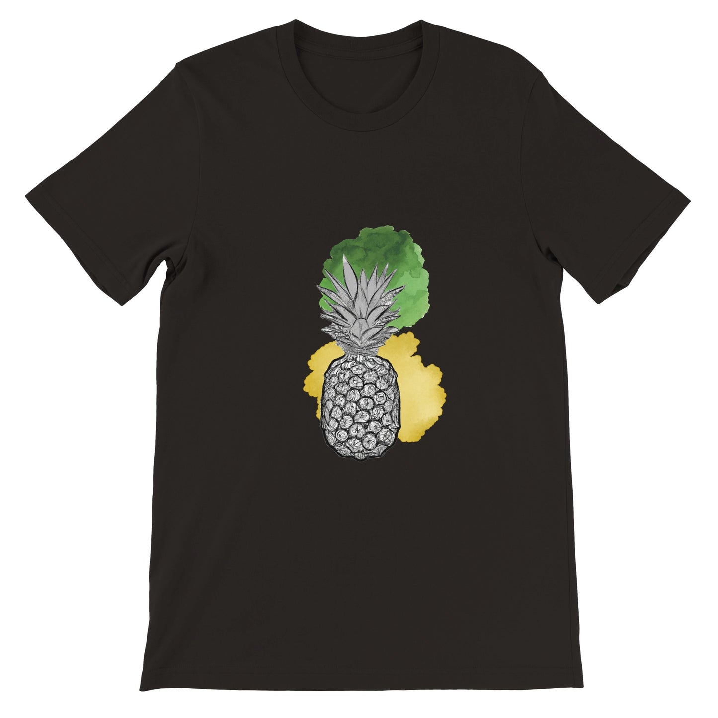 Tropical | Premium Mens Crewneck T-shirt | Pineapple Sketch Print | Aquarel Water Color