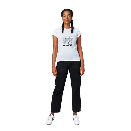 Amsterdam T-Shirt | Classic Womens Crewneck T-shirt | Pigeon Sketch | City Print