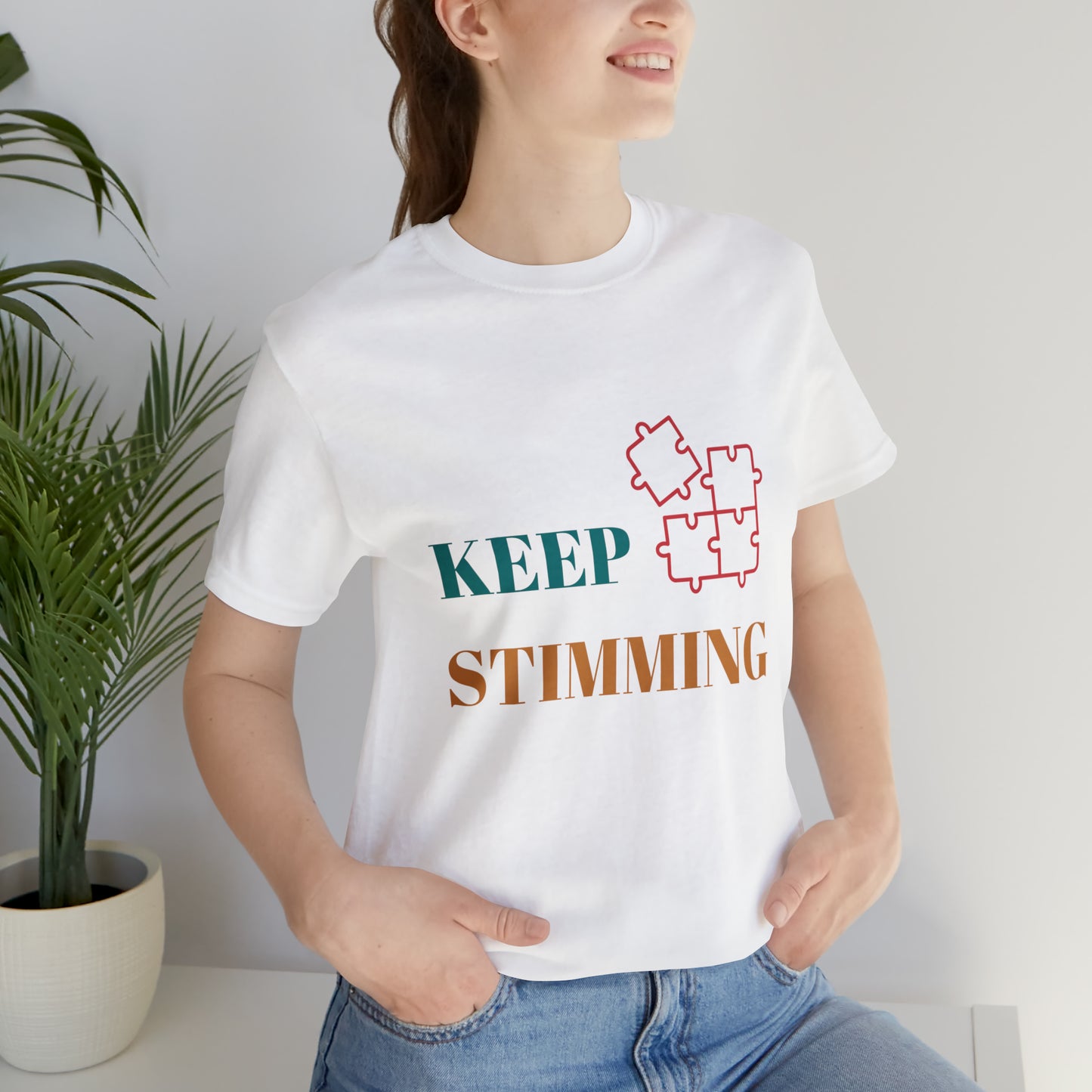 Premium Unisex Crewneck T-shirt | Unisex | Print: Stimming Autism ADHD | Neurodiversity