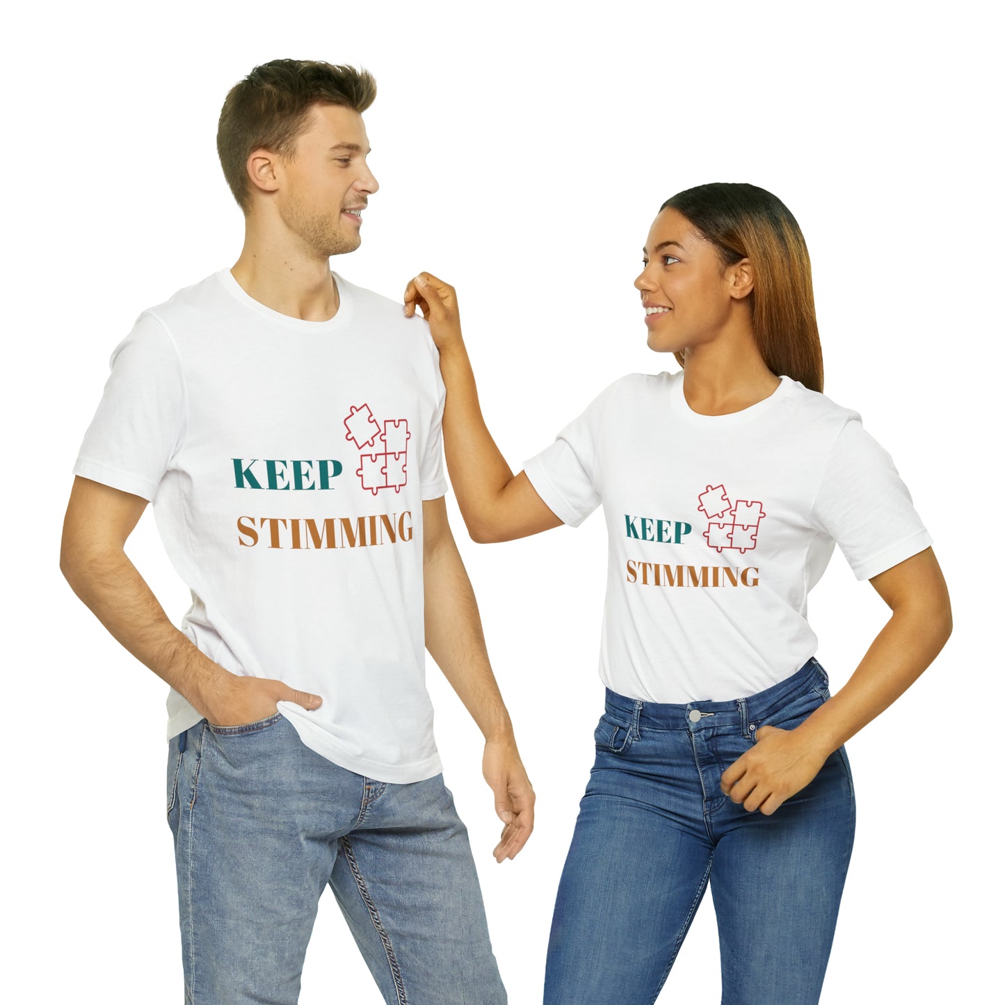 Premium Unisex Crewneck T-shirt | Unisex | Print: Stimming Autism ADHD | Neurodiversity