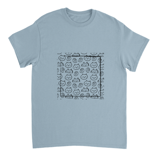 Heavyweight Unisex Crewneck T-shirt | Cat Family | Cat Scribbles