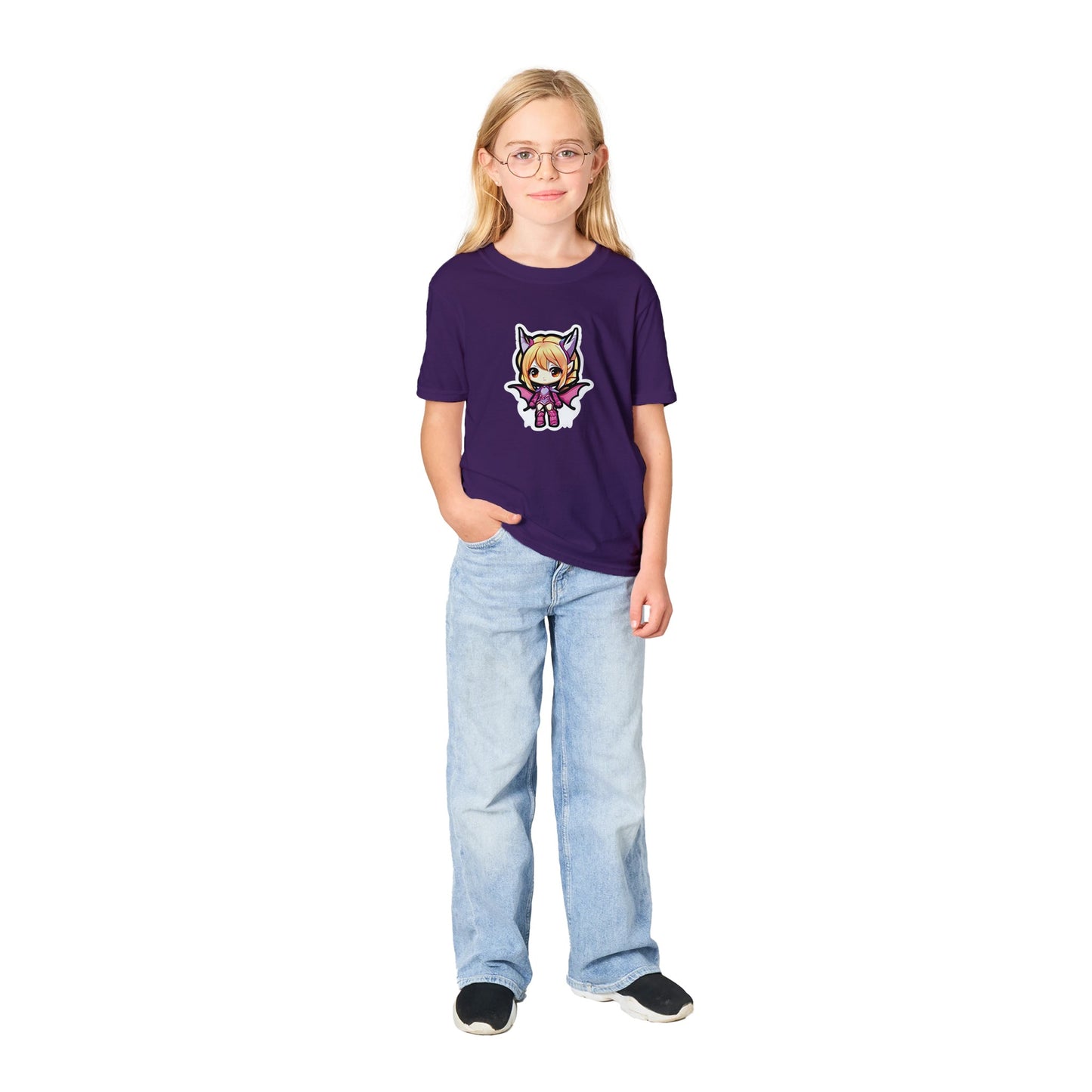 Kawaii T-Shirt | Classic Kids Crewneck T-shirt | Chibi Dragon Girl