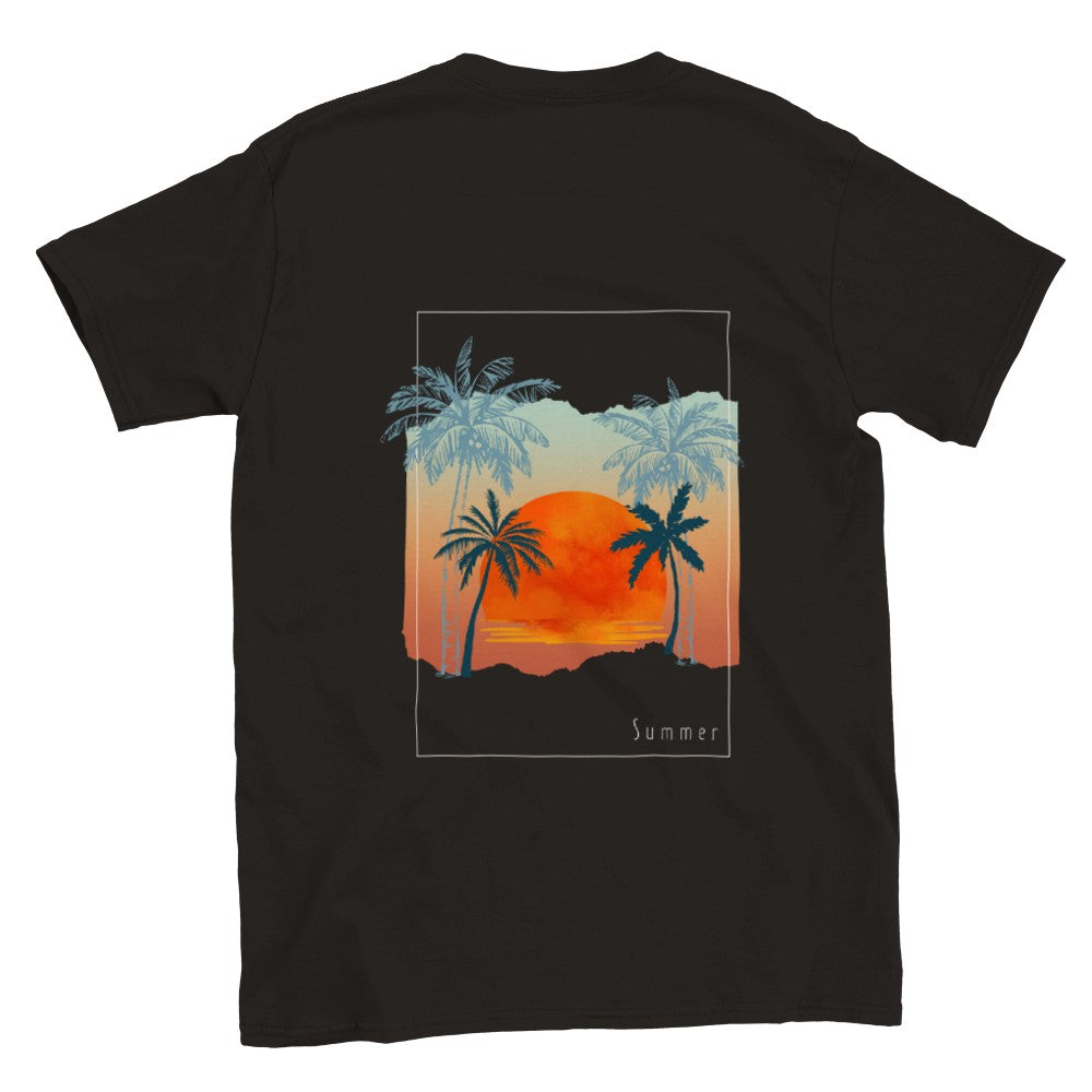 Tropical | Back Print Shirt | Mens Classic Unisex Crewneck T-shirt | Back Design | Sunset Island