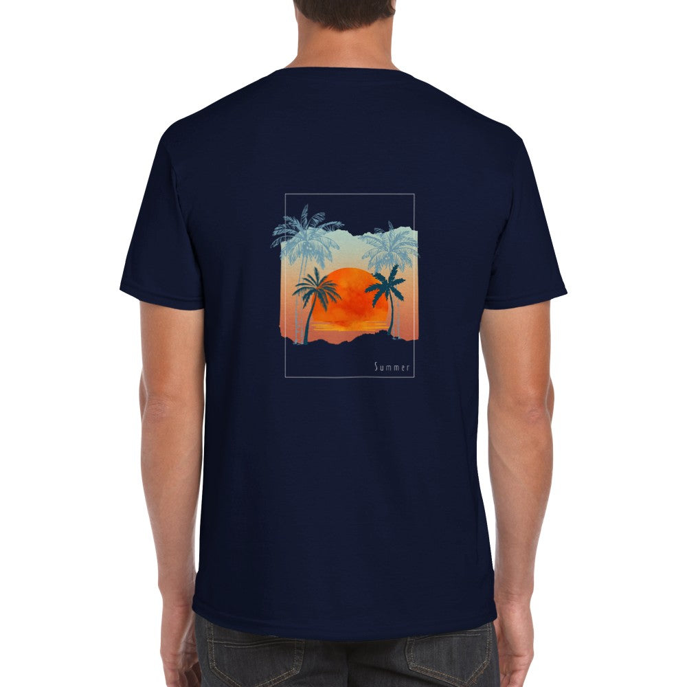 Tropical | Back Print Shirt | Mens Classic Unisex Crewneck T-shirt | Back Design | Sunset Island