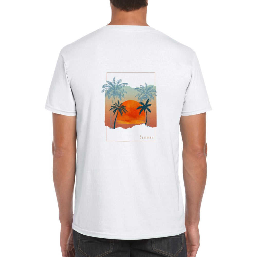 Tropical | Back Print Shirt | Mens Classic Unisex Crewneck T-shirt | Back Design | Sunset Island