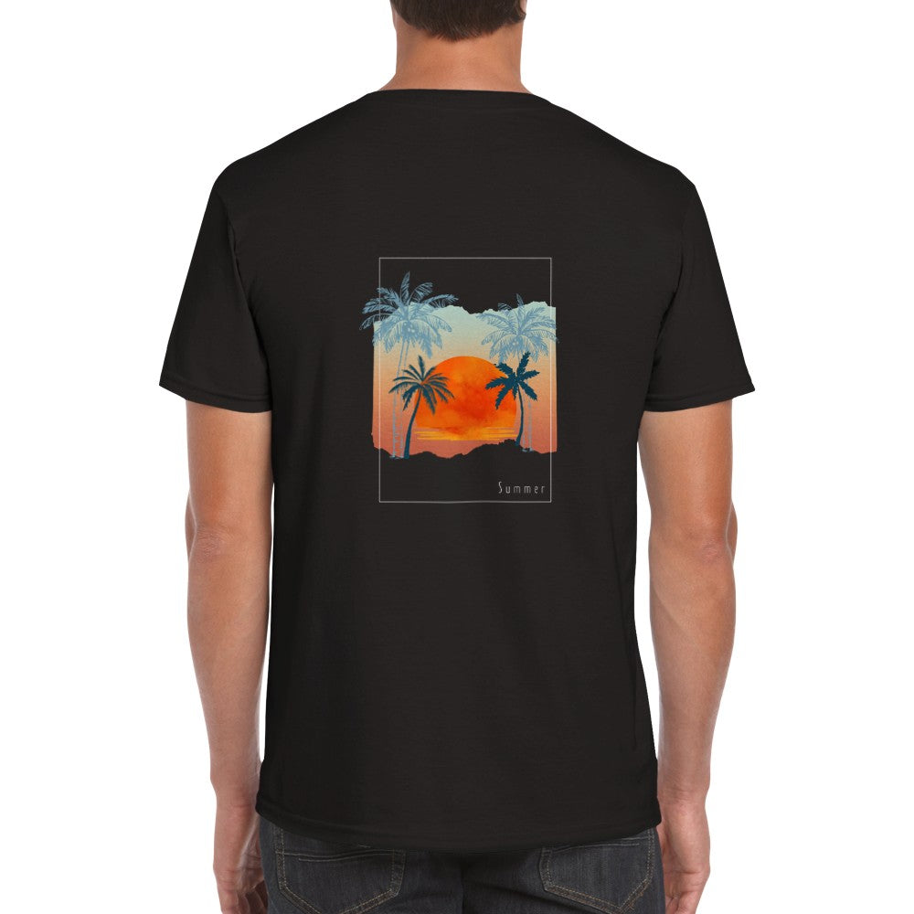 Tropical | Back Print Shirt | Mens Classic Unisex Crewneck T-shirt | Back Design | Sunset Island