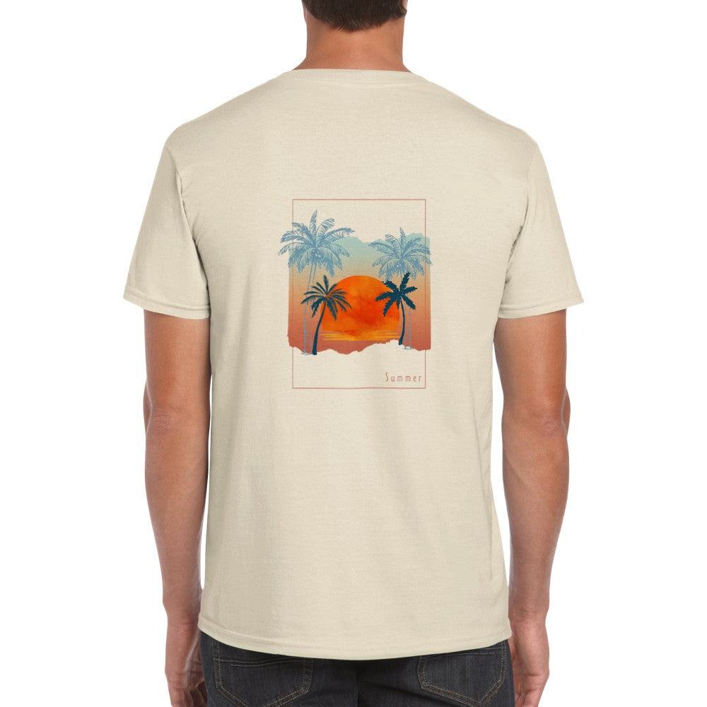 Tropical | Back Print Shirt | Mens Classic Unisex Crewneck T-shirt | Back Design | Sunset Island