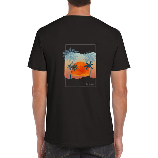 Tropical | Back Print Shirt | Mens Classic Unisex Crewneck T-shirt | Back Design | Sunset Island