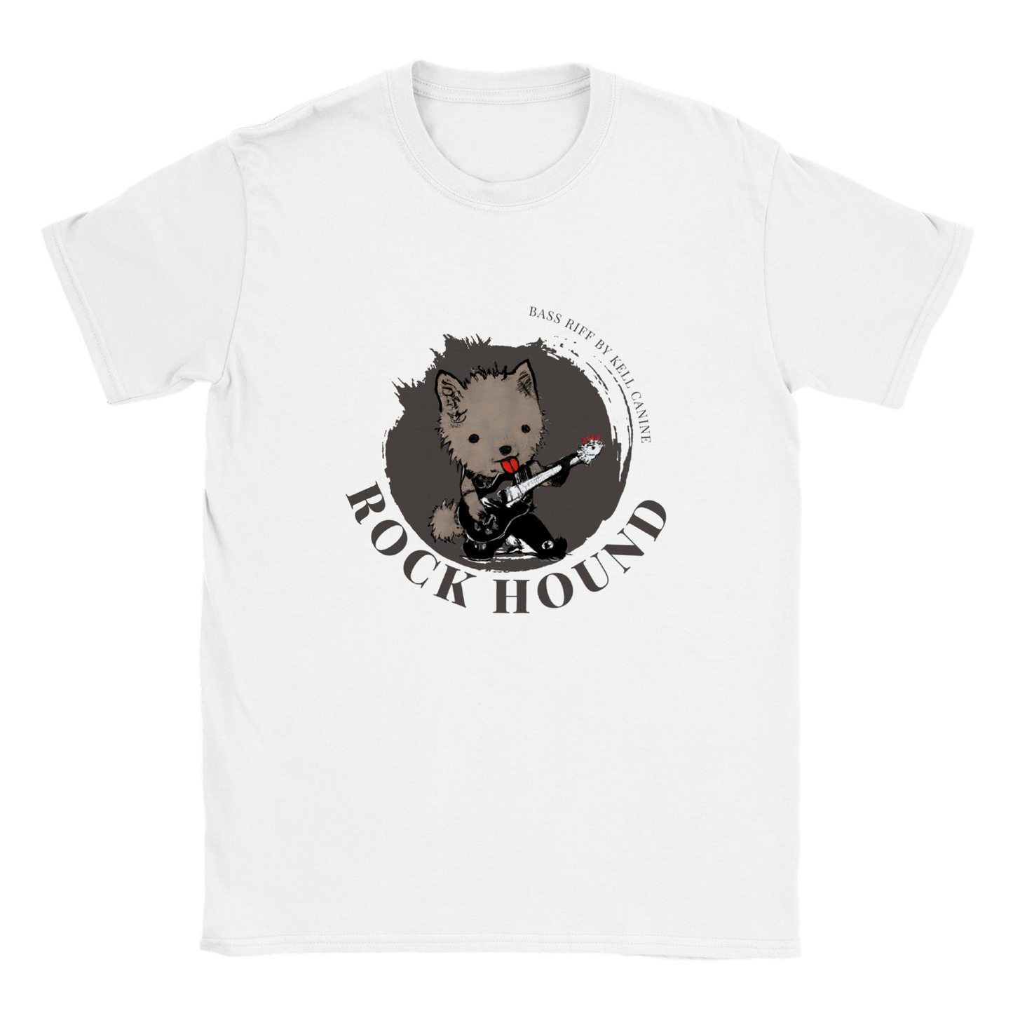 Classic Kids Crewneck T-shirt | Chibi Dog Print | Guitar Hound