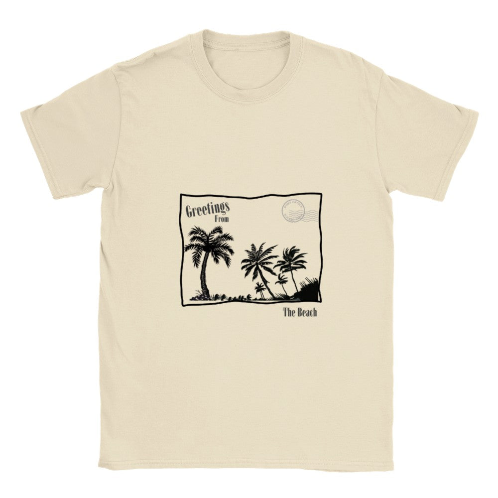 Classic Unisex Crewneck T-shirt | Postcard Palm Tree Print | Summer Vacation