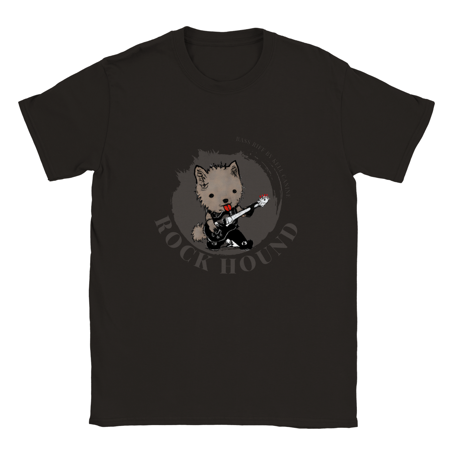 Classic Kids Crewneck T-shirt | Chibi Dog Print | Guitar Hound