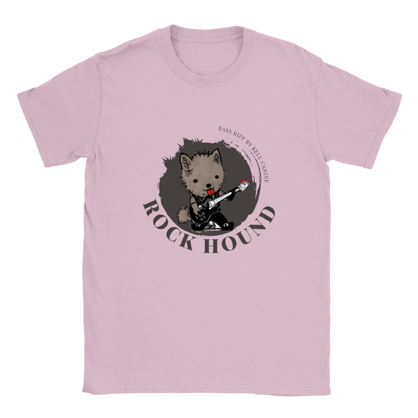 Classic Kids Crewneck T-shirt | Chibi Dog Print | Guitar Hound