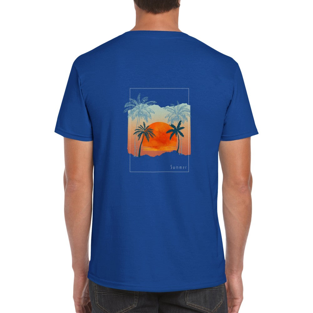 Tropical | Back Print Shirt | Mens Classic Unisex Crewneck T-shirt | Back Design | Sunset Island