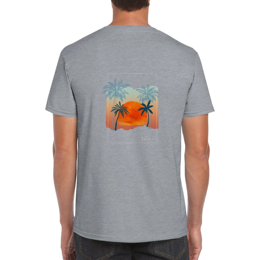 Tropical | Back Print Shirt | Mens Classic Unisex Crewneck T-shirt | Back Design | Sunset Island