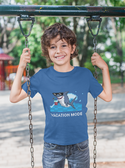 Camiseta de cuello redondo para niños - Premium | Pixel Shark | Vacaciones